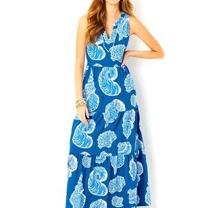 NWT Lilly Pulitzer | Sydnee Shell Barton Blue Seashell Maxi Dress Size Small